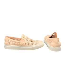 Tory Burch Womens 8M Blush Woven Leather Slip On Sneakers Huarache Shoes